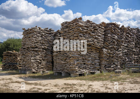 Gestapelte Kruste der Korkeiche (Quercus suber), Olbia-Tempio, Gallura, Sardinien, Italien, Mittelmeer, Europa Stockfoto