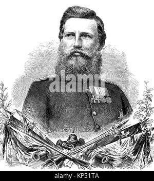 Friedrich III. in Deutsch - Friedrich, 18. Oktober 1831 - 15. Juni 1888, wurde der deutsche Kaiser und König von Preußen, im Deutsch-Französischen Krieg er war ein preußischer General, Zeit des Deutsch-Französischen Krieges oder der deutsch-französische Krieg, Deutsch-Franzoesischer Krieg, 1870-1871, digitale Verbesserte Reproduktion eines original Holzschnitt von 1871 Stockfoto