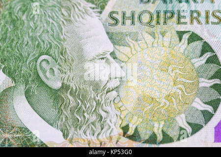 Vorderseite der albanischen Währung Lek Banknote von 1000 Bezeichnung Darstellung Portrait von Pjetër Bogdani, Schriftsteller, Geistlicher, verehrte Albanischen Stockfoto