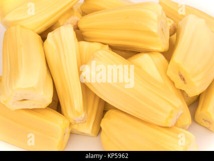 Haufen Gelb Jackfruit Fleisch Hintergrund full frame Stockfoto