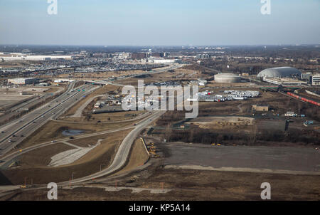 CHICAGO, USA - 10. FEBRUAR 2017: Landung am Flughafen am Flughafen O'Hare in Chicago. USA Stockfoto