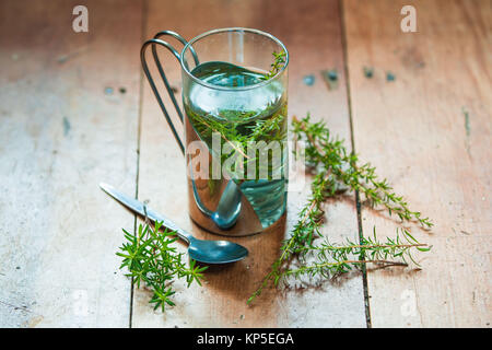 Tee aus Blättern des Manuka (Leptospermum scoparium). Stockfoto