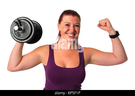 Schöne fitness Weibliche mit hantel Stockfoto