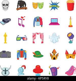 Kinematographie Icons Set, Cartoon-Stil Stock Vektor