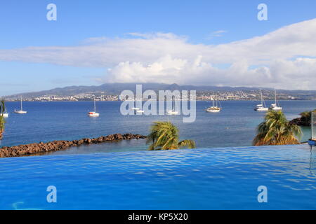 Swimming-Pool am Pointe du Bout-Trois-Ilets, Martinique Stockfoto