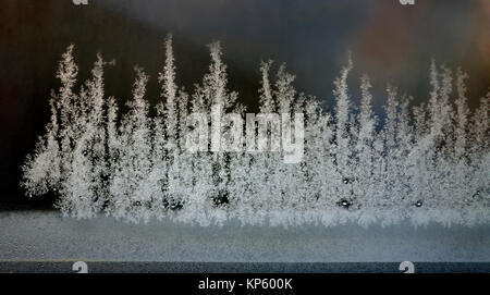 Eisblumen am Fenster Stockfoto