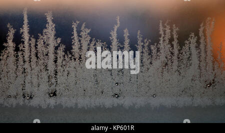 Eisblumen am Fenster Stockfoto