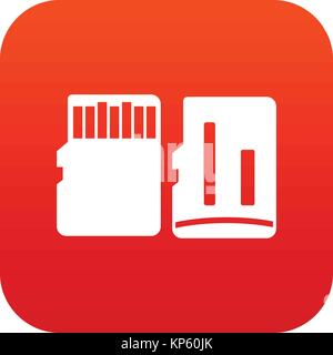 Beide Seiten der SD-Speicherkarte auf das Symbol Digital rot Stock Vektor