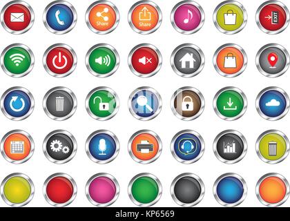 Vektoren für Computer und Smartphone-, Internet- und Anwendungssymbole, Stock Vektor