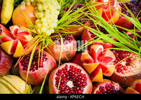 Frische gemischte Früchte; Früchte Hintergrund gesunde Ernährung Diät Liebe Stockfoto
