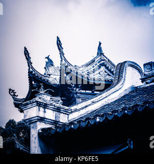 Dach Detail der historischen Gebäude in der Stadt Huishan, Wuxi, China. Stockfoto