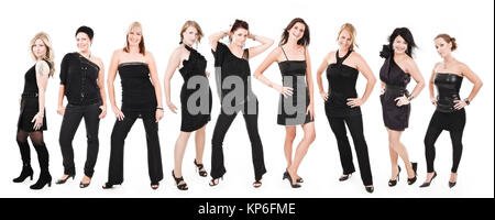 Frauen in Schwarz, Gruppenbild - Damen in schwarz Stockfoto