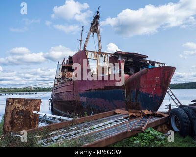 Heruntergekommenes Schiff, Marie Joseph, Nova Scotia, Kanada. Stockfoto