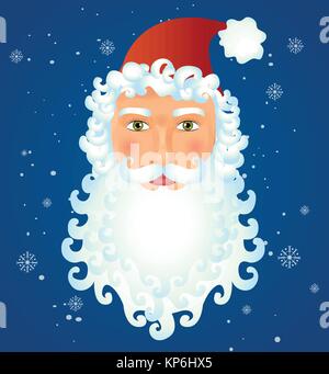 Portrait von Santa Claus lustige Weihnachtskarte Vektor cartoon Flachbild Abbildung Stock Vektor