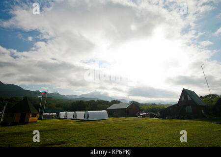 Campingplatz. Kurile See. Kamtschatka. Sibirien. Russland Stockfoto