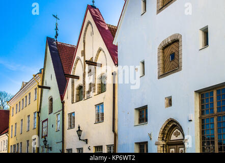 Gasse in der Altstadt von Tallinn mit bunten Fassaden Stockfoto