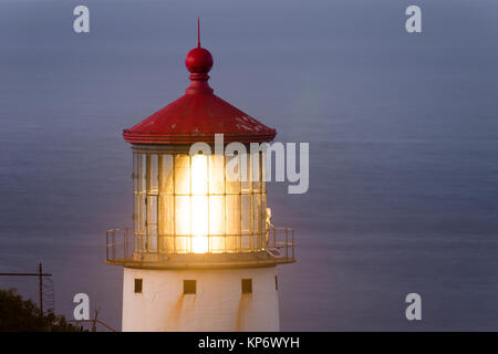 Makapuu Leuchtturm Südwesten Shore Oahu Haiwaii Nautical Maritime Rundumleuchte Stockfoto