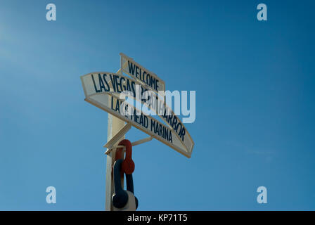 Lake Mead Marina unterzeichnen, Nevada, USA. Stockfoto