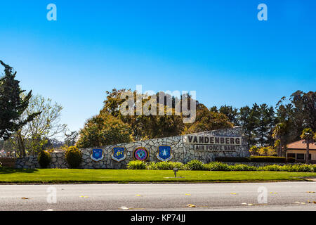 Der Eingang zur Vandenberg Air Force base in Lompoc, Kalifornien 30. Platz 14. Air Force US Stratcom Air Force Space wing Stockfoto