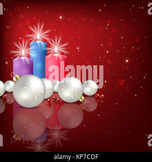 Zusammenfassung Hintergrund mit Weihnachtsschmuck und Kerze Stockfoto