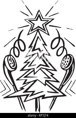 Weihnachtsbaum mit Musik Kopfhörer Stock Vektor