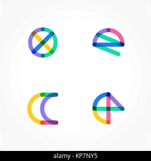 Satz von minimal multicolor Geometrien. Trendige Hipster Icons und Logos. Geschäft Zeichen, Symbole, Etiketten, Abzeichen, Rahmen und Grenzen. EPS 10 Stock Vektor