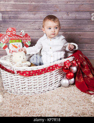 Baby Boy Weihnachten Porträt Stockfoto