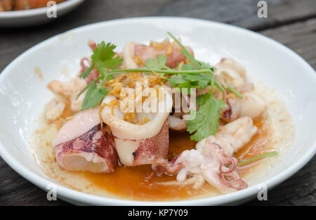 Frittierte Tintenfischringe Sauce Stockfoto