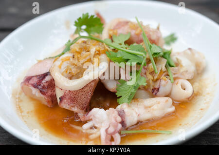 Frittierte Tintenfischringe Sauce Stockfoto