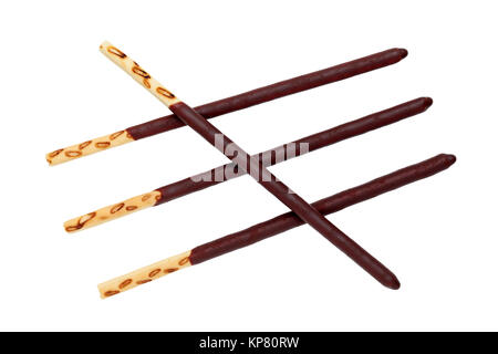 Chocolate biscuit Stick auf weißem Hintergrund Stockfoto