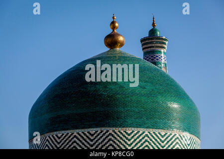 Die grüne Kuppel des Pahlavan Mahmud Mausoleum, Chiwa, Usbekistan Stockfoto