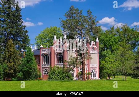 Woerlitzer Park Gotisches Haus - englische Garten von Wörlitz gotischen Haus 04 Stockfoto