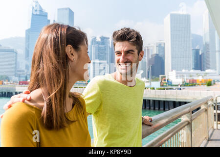 Paar gehen für Reisen in Hong Kong Stockfoto