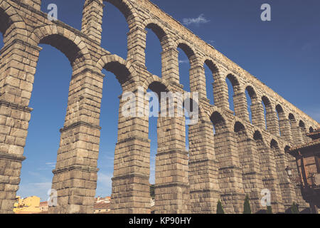 Die berühmten antiken Aquädukt in Segovia Castilla y Leon, Spanien Stockfoto