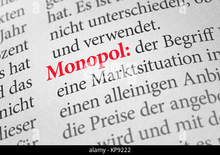 Wörterbuch der Begriff Monopol Stockfoto