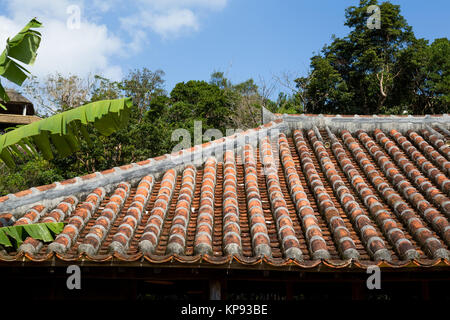 Alte asiatische Dach Tonziegel Stockfoto