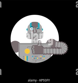 Roboter Daumen nach oben und Winks. Cyborg glücklich emoji. Robotic mann Vector Illustration Stock Vektor