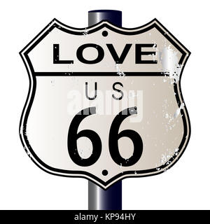 Liebe Route 66 Zeichen Stockfoto