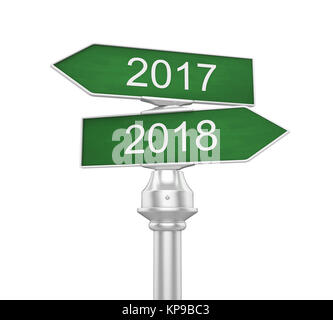 2017 2018 Street Sign isoliert Stockfoto