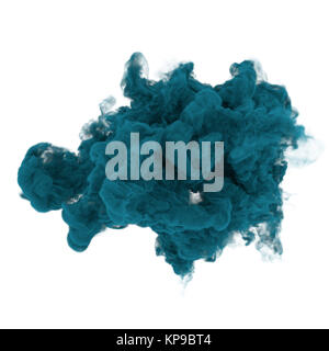 Blaue Tinte in Wasser auf isoliertem Weiß in 3D Rendering Stockfoto