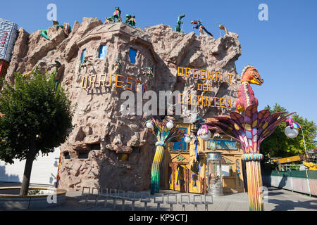 Urgewalt der Giganten - Jurassic Park Fun House im Prater in Wien, Österreich, Europa Stockfoto