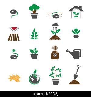 Garten- und Farmsymbole setzen Vektor Stockfoto