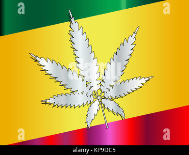 Rastafari Flagge und Blatt Stockfoto