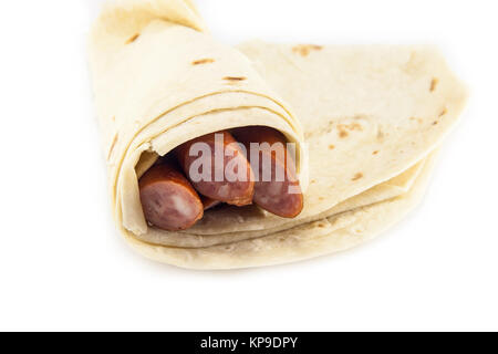 Große dünne Fladenbrot, isoliert Stockfoto