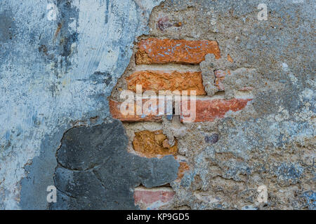 Grunge Mauer Textur Hintergrund, weiß getünchten aus alten Ziegel Wand Hintergrund Stockfoto
