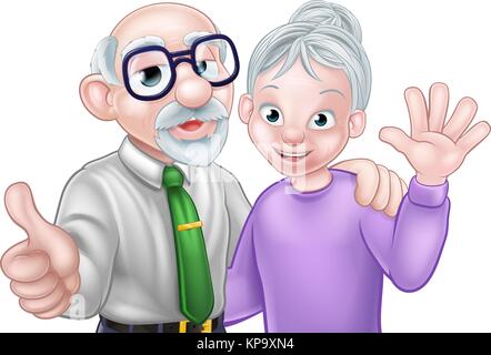 Senior Cartoon Paar Stock Vektor