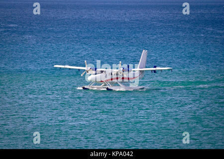 Wasserflugzeug Liegeplatz auf dem offenen Meer Stockfoto