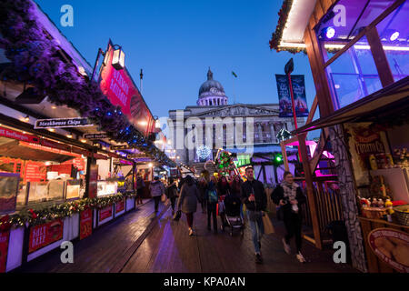 Die Winterlandschaft in den Alten Marktplatz, Nottingham Nottinghamshire England Großbritannien Stockfoto
