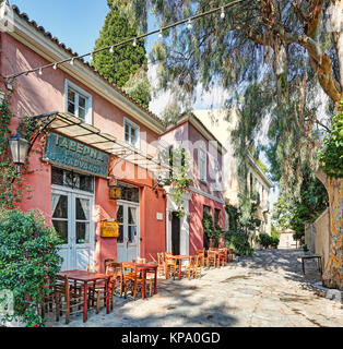 Ein malerisches Restaurant Plaka in Athen, Griechenland Stockfoto