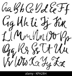 Handschriftliche Vektor Kreide Alphabet. Nachahmung Textur der Kreide. Moderne Hand gezeichnete Alphabet. Isolierten Buchstaben. Vektor-illustration Stock Vektor